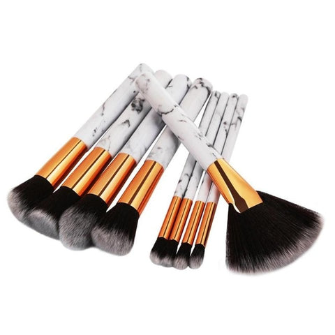 9pcs Makeup Brushes Kit Marble Pattern PU Brush Bag Powder Contour Eye Shadow Beauty Make Up Brush Cosmetic Tools Free Ship