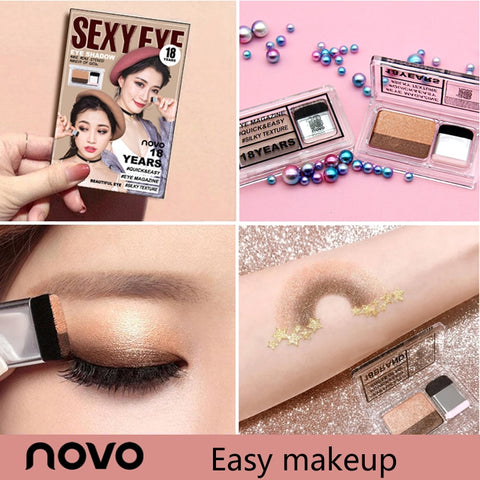 NOVO 2018 new lazy eyeshadow Korean style cosmetics Matte shimmer Eye Shadow Stamp naked palette with brush Nude makeup set