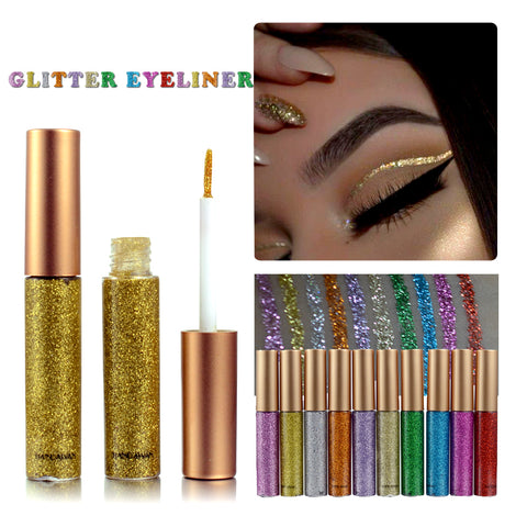 HANDAIYAN Brand 1 Pcs Glitter Liquid Eyeliner Pen 10 Colors Metallic Shine Eye Shadow & Liner Combination Pencil Eyes Makeup