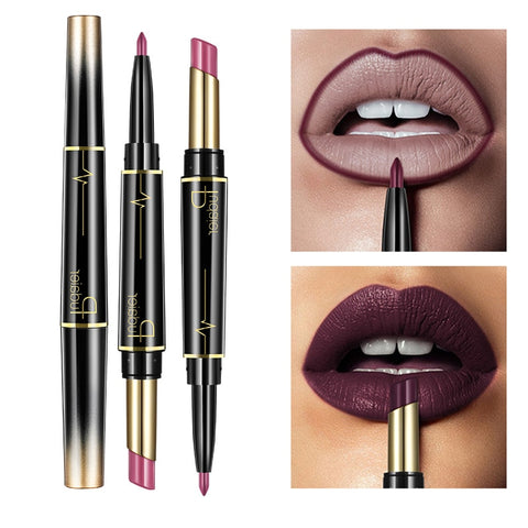 Pudaier Matte Lipstick Wateproof Double Ended Long Lasting Lipsticks Brand Lip Makeup Cosmetics Nude Dark Red Lips Liner Pencil