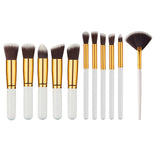 10 Pcs Silver/Golden Makeup Brushes Set Cosmetics Foundation Blending Blush Makeup Tool Powder Eyeshadow Cosmetic Set