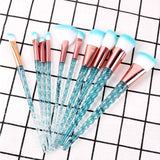 Dighealth 10pcs Unicorn Makeup Brushes Set Crystal Spiral Handle Foundation Blending Powder Crease Make Up Brush Cosmetic Tools