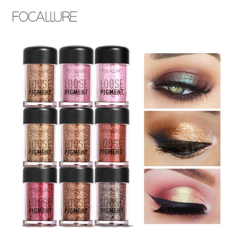 FOCALLURE 18 Colors Glitter Eye Shadow Cosmetic Makeup Diamond Lips Loose Makeup Eyes Pigment Powder